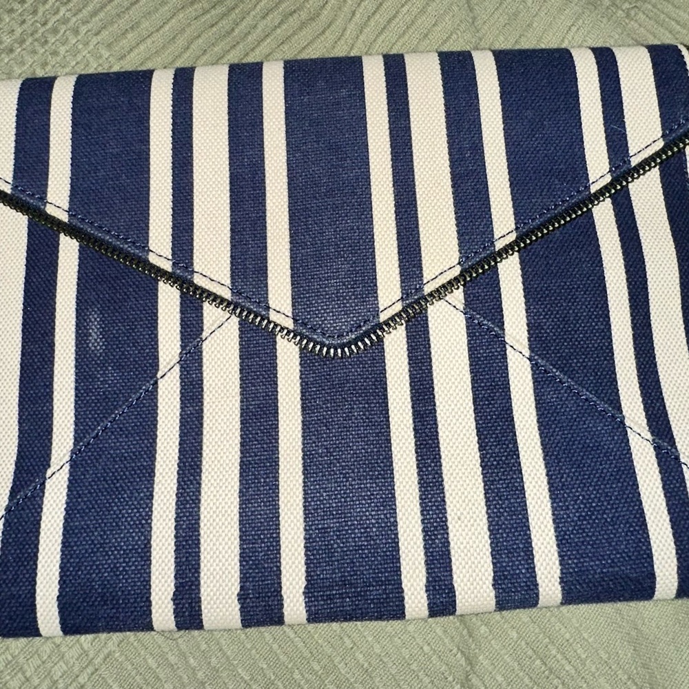 Rebecca Minkoff Zipper Striped Blue and White Clutch